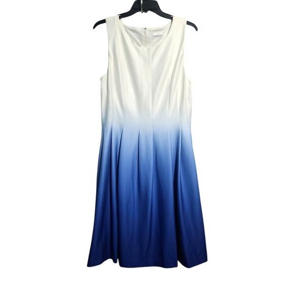 Calvin Klein Fit & Flare Blue Ombre Cocktail Dress Size 12 NWT - Picture 1 of 3